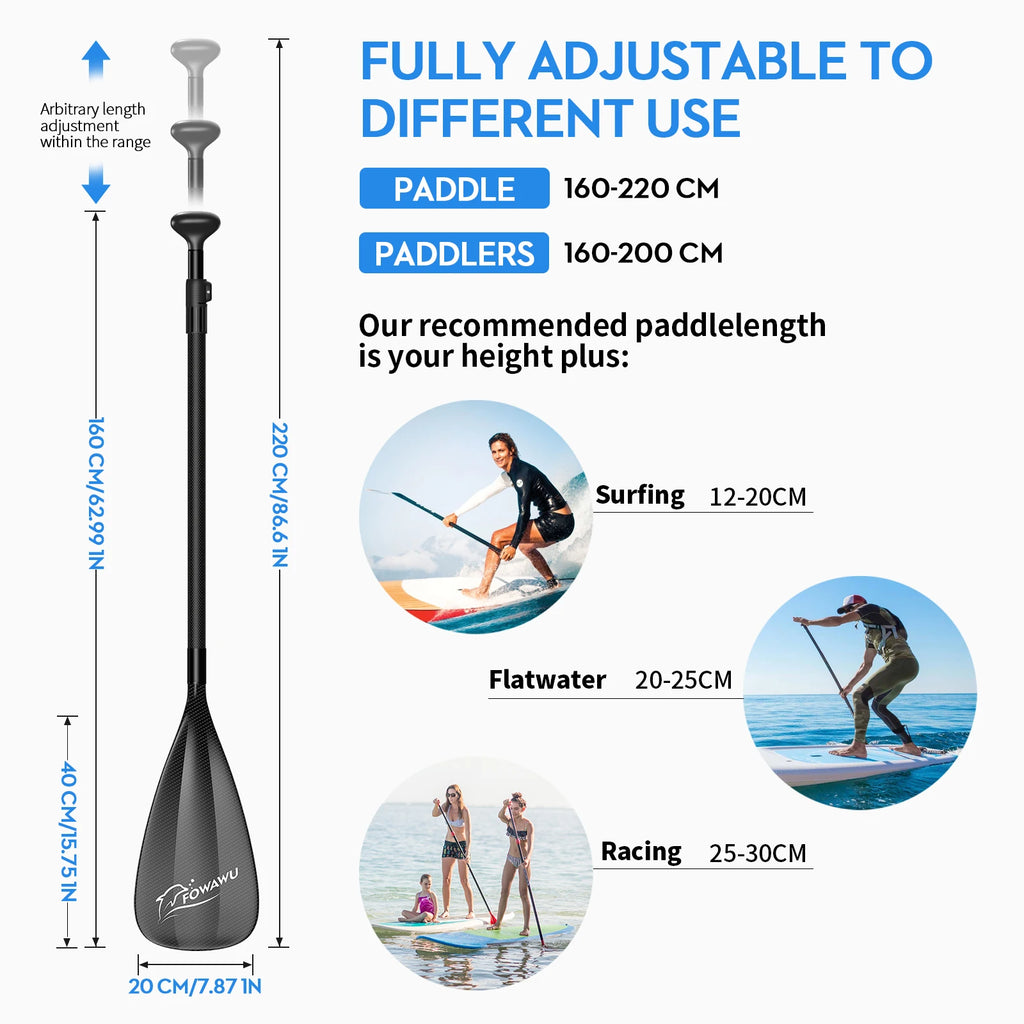 SUP Paddle, Adjustable 3-Piece Aluminium Paddle, Lightweight Stand-up Paddle Board Paddle