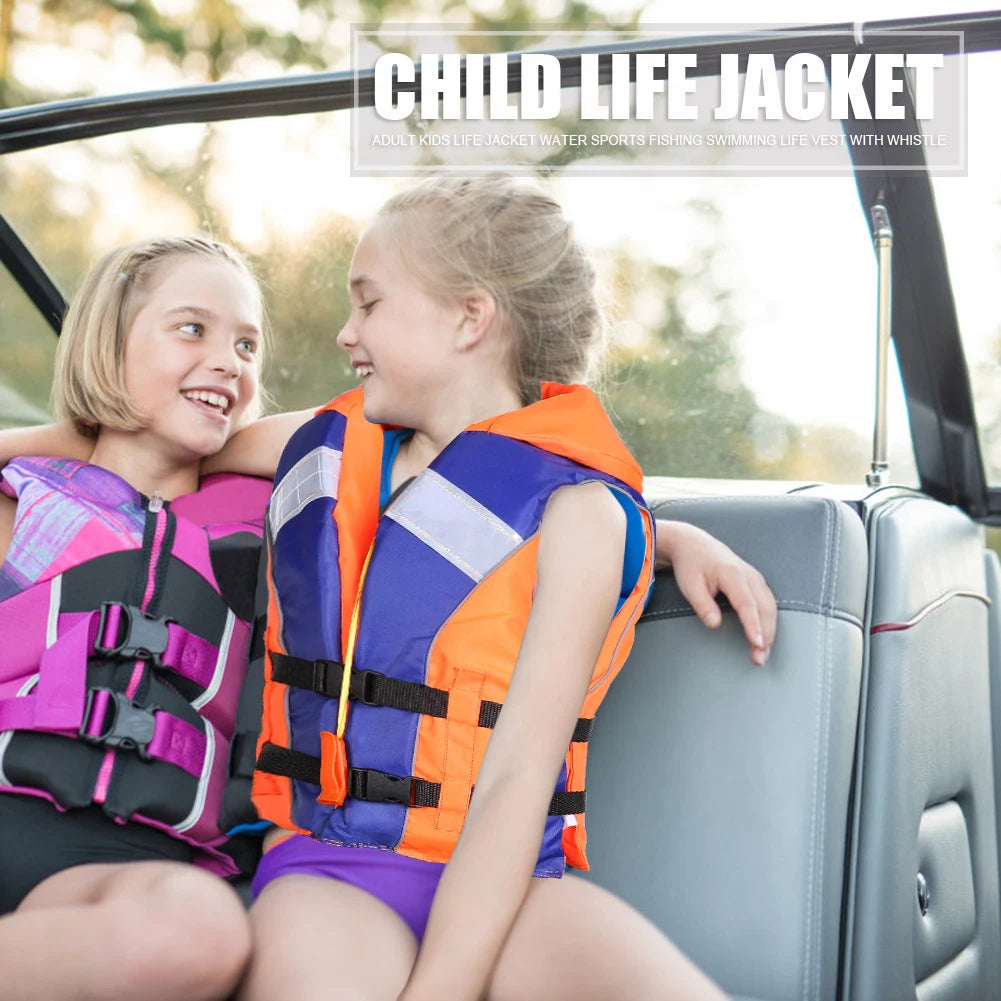 Children's Life Vest with Whistle Adjustable Size Fishing Swimming Water Sports Life Jacket