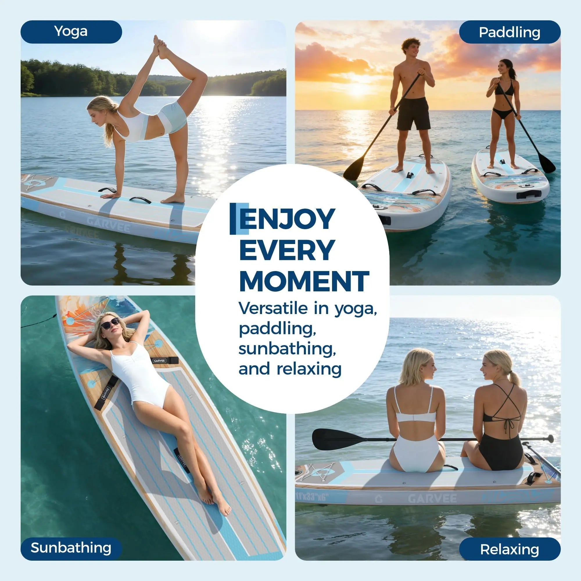 Large 2 Person Inflatable Paddle Board, SUP Accessories, High Weight Capacity, Large Paddle