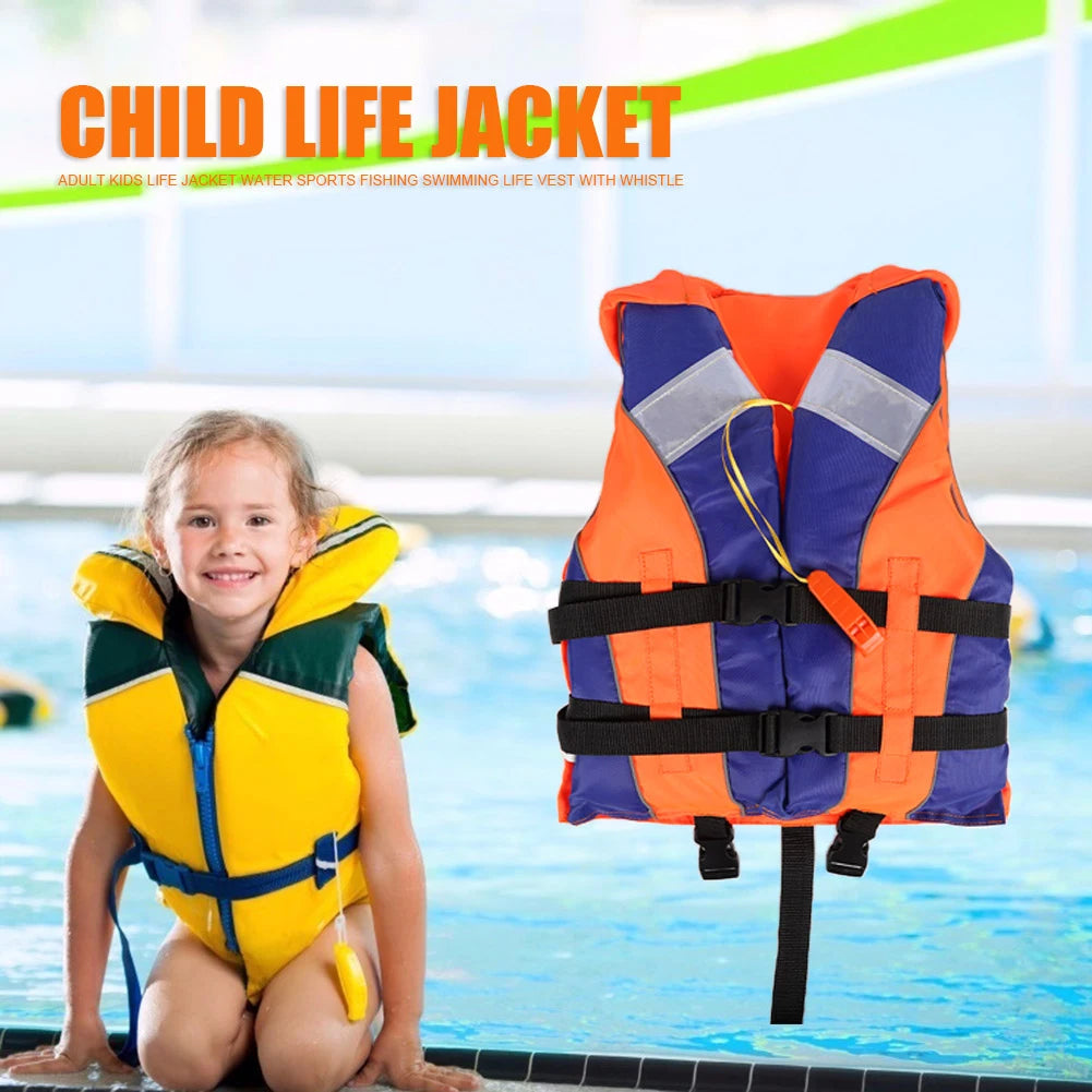 Children's Life Vest with Whistle Adjustable Size Fishing Swimming Water Sports Life Jacket
