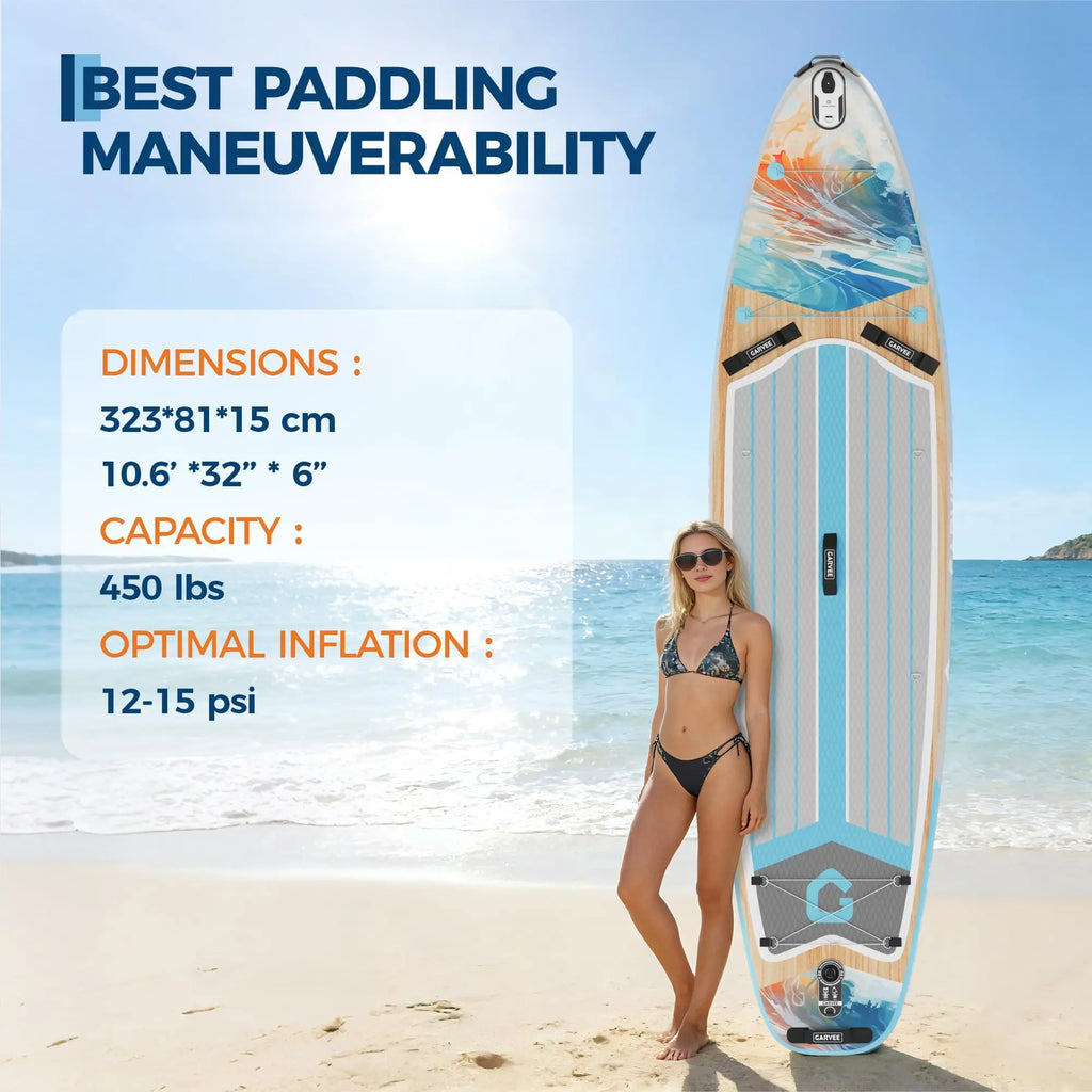Large 2 Person Inflatable Paddle Board, SUP Accessories, High Weight Capacity, Large Paddle