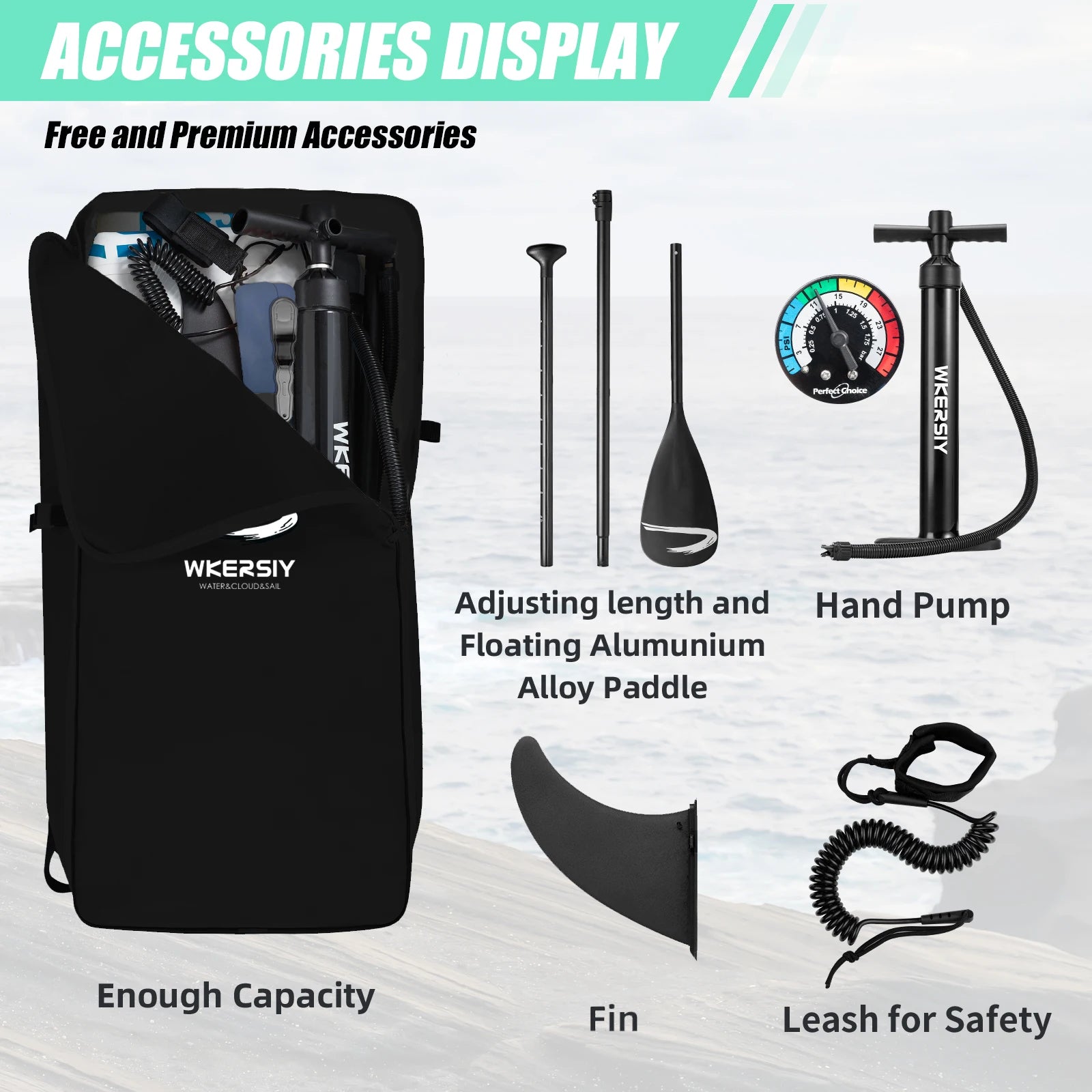 Wkersiy 11ft Inflatable Paddle Board w/Camera Mount & Premium Kit-Lightweight Durable SUP for Yoga Fishing Touring, Multi-Color