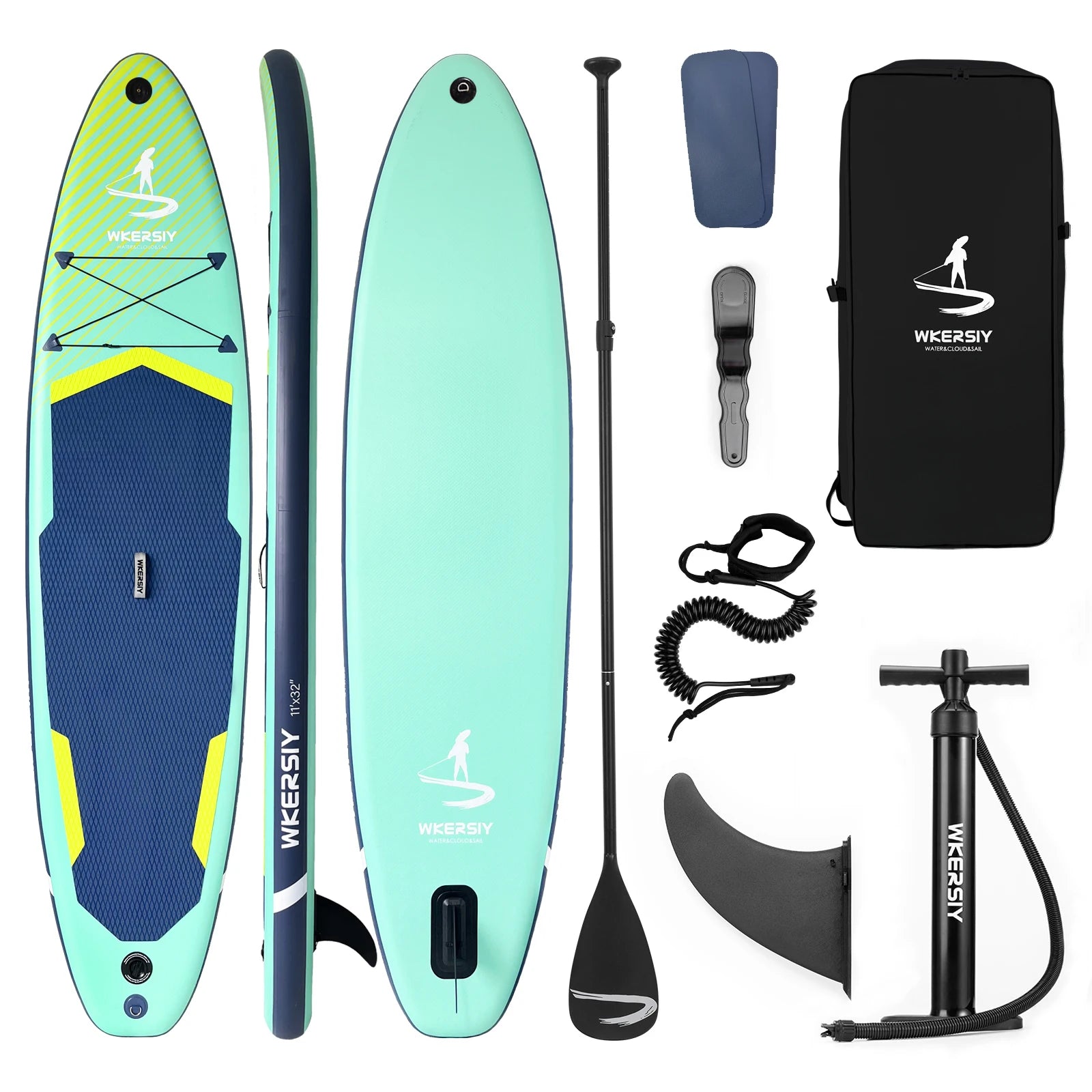 Wkersiy 11ft Inflatable Paddle Board w/Camera Mount & Premium Kit-Lightweight Durable SUP for Yoga Fishing Touring, Multi-Color