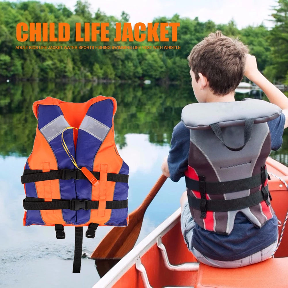 Children's Life Vest with Whistle Adjustable Size Fishing Swimming Water Sports Life Jacket