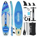 Stable Inflatable Rise Up Paddle Board Gradient Light Wood Grain Non Slip EVA Deck Tri Fin High Weight Capacity Complete Kit Pad